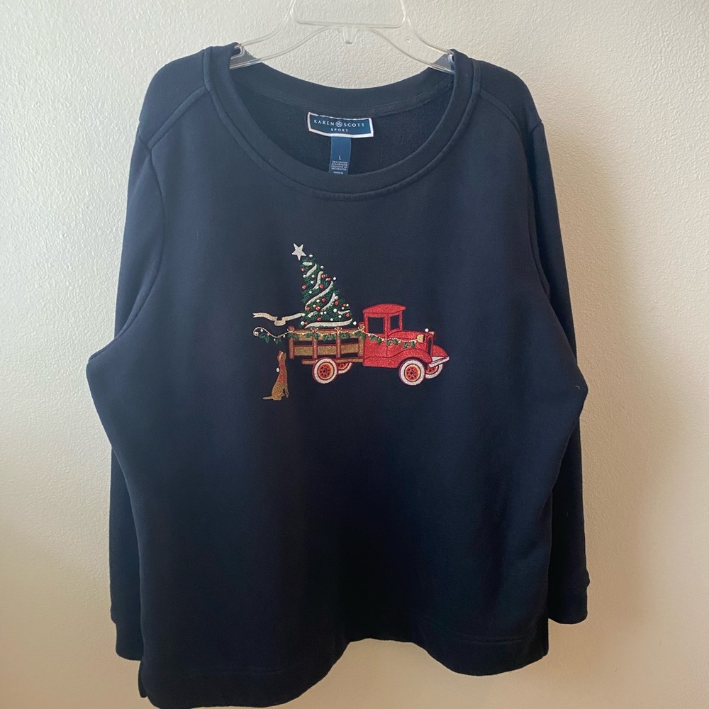 Karen Scott Christmas Black Sweater